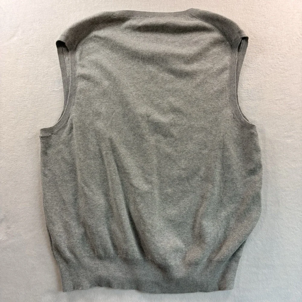 VTG Polo Ralph Lauren Mens V-Neck Gray Cotton Medium Classic Sweater Vest Preppy